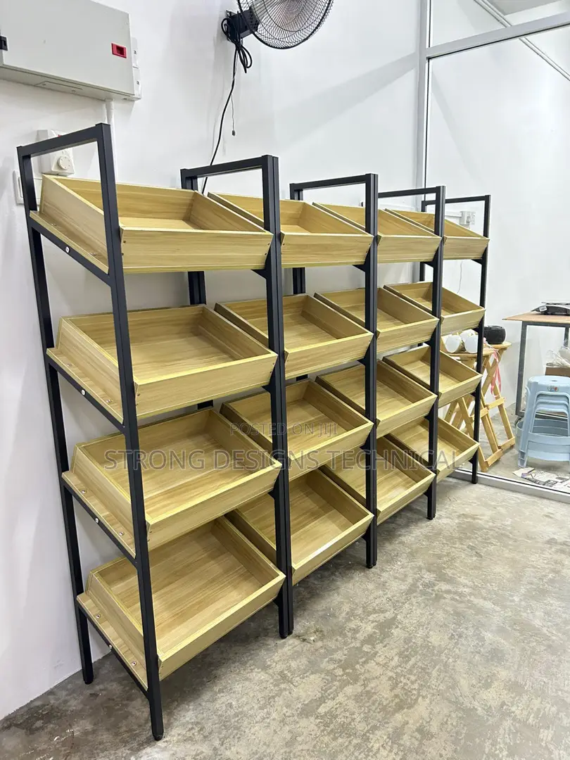 Set of 4 Shop Shelves. Fruit/ Bread/ Snacks