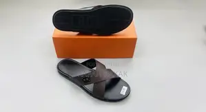 Original Coffee Brown Hermes Cross Leather Sandals