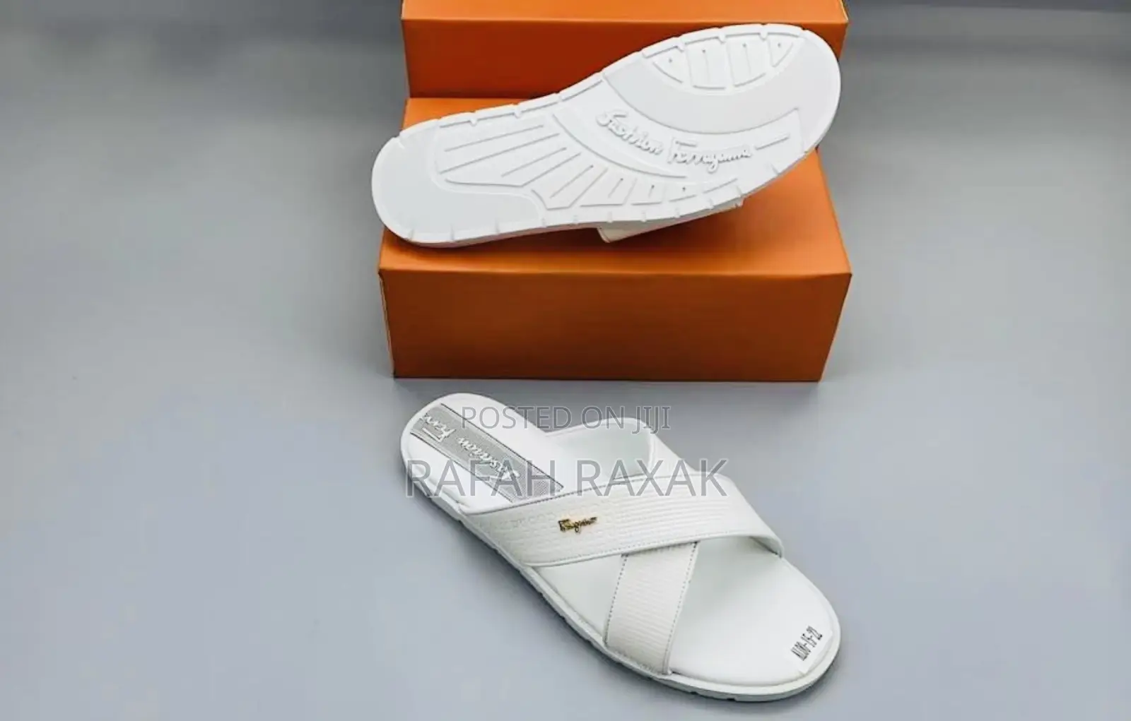 Original White Fashion Ferragamo Cross Leather Sandals