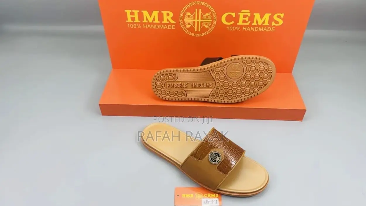 Original Men’S Brown Hermes Push in Leather Sandals