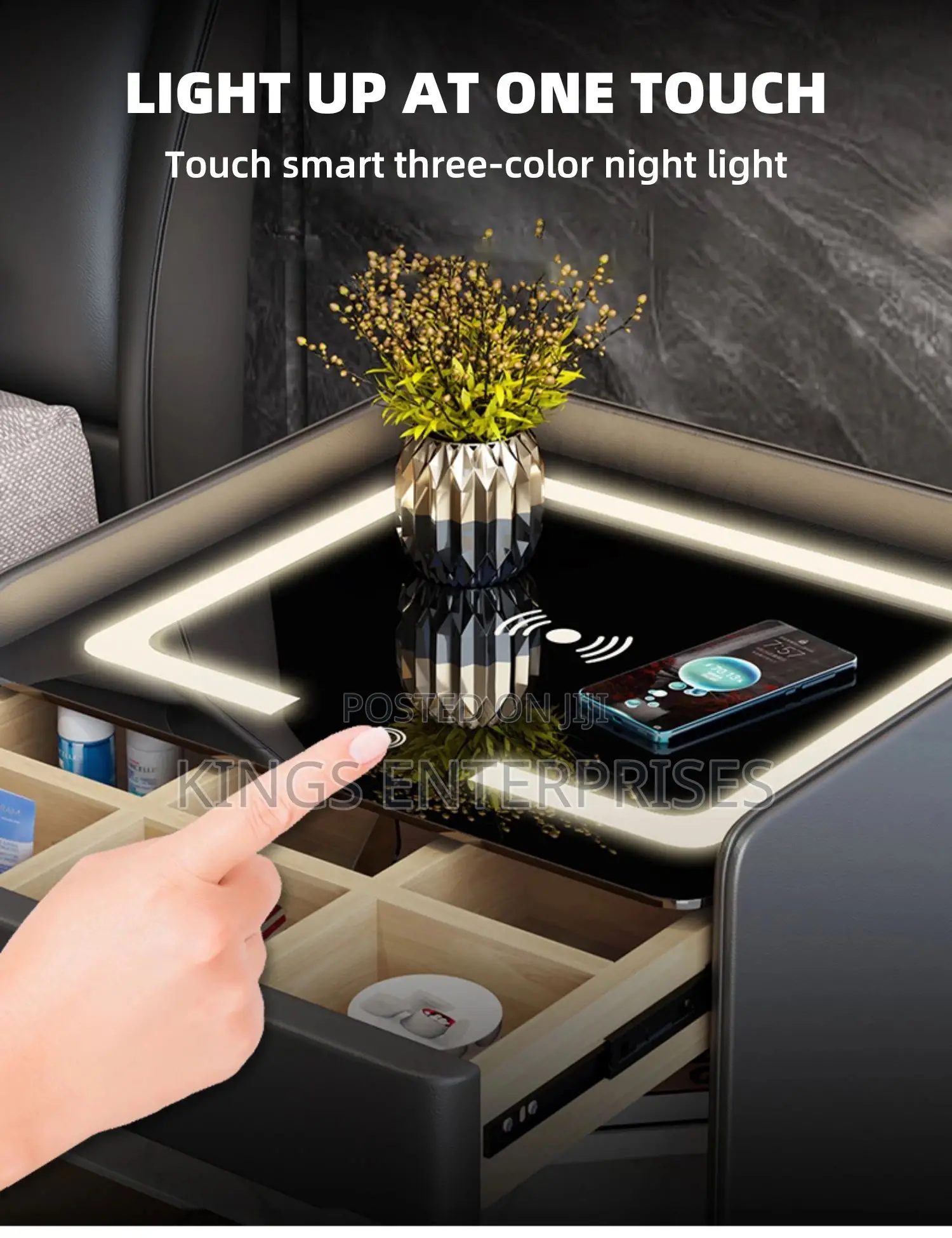 Smart Bedside Table With Wireless Charging