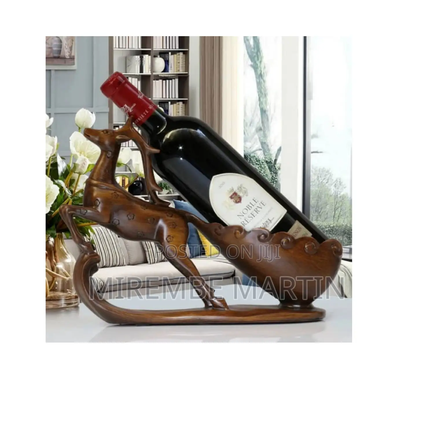 Deer Wooden Wine Bottle Holder Rack.