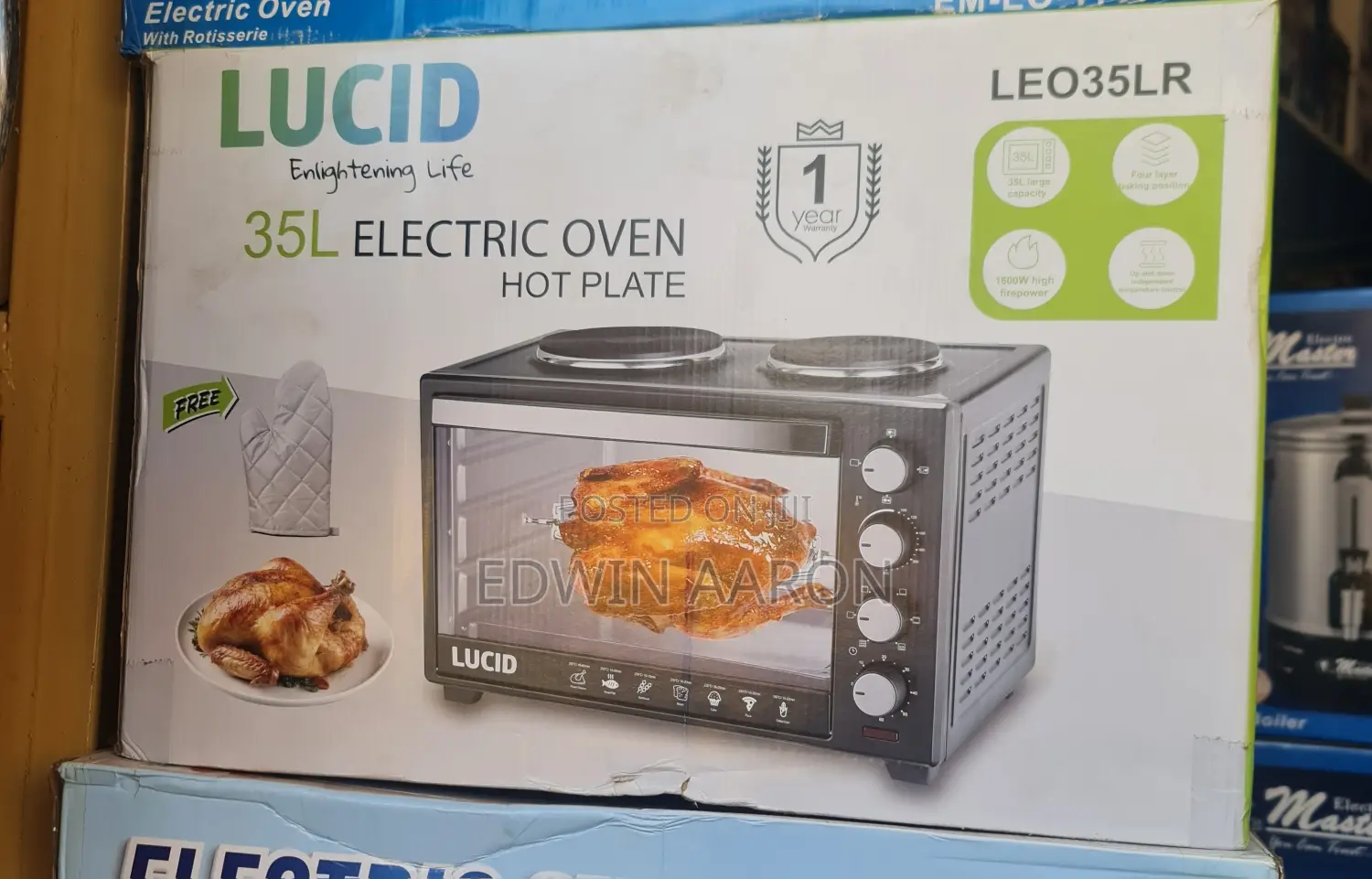 Lucid 35L Electric Oven With Hot Plates