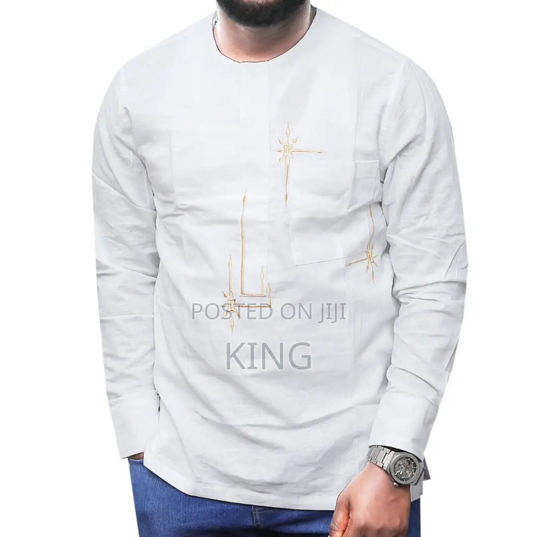 White Men Kitengi Shirt. Kaftan