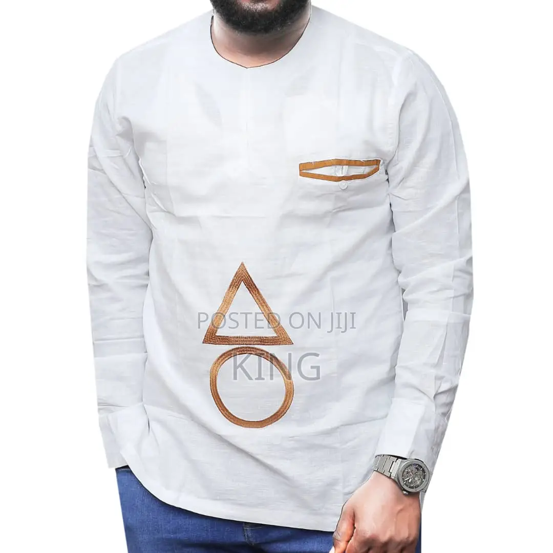 White Men Kitengi Shirt. Kaftan