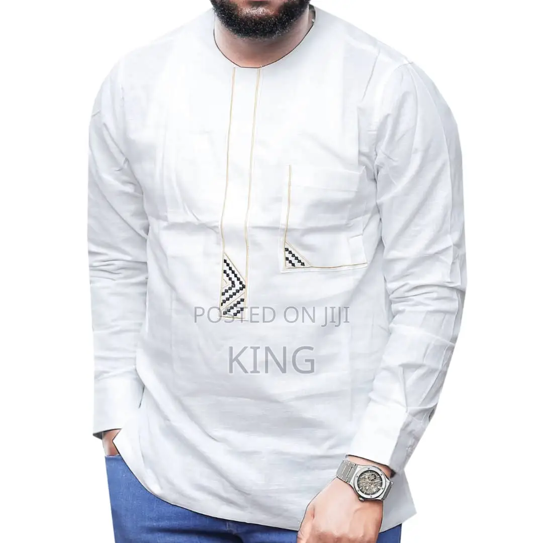 White Kitengi Shirt. Men African Wear