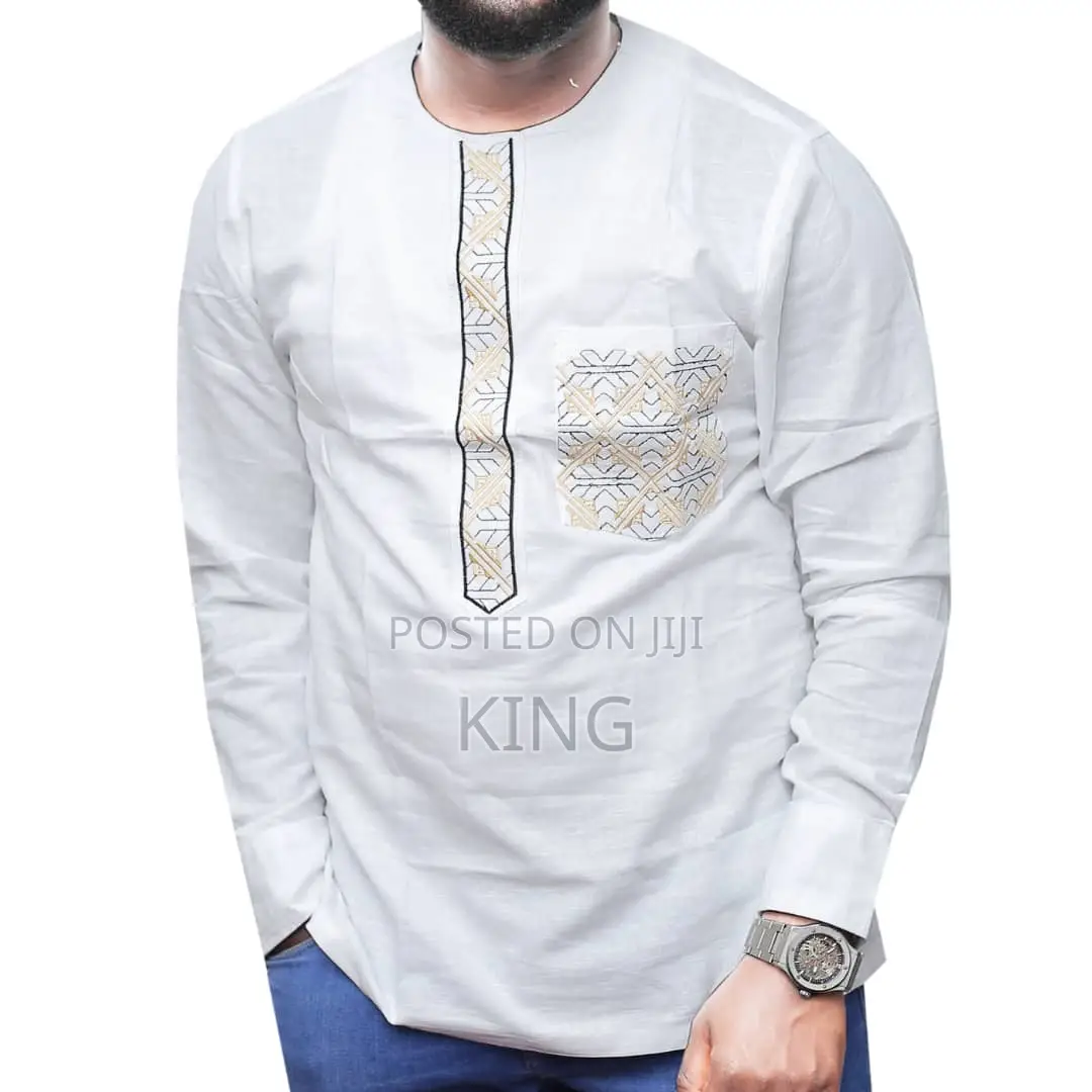 White Kitengi Shirt. Men African Wear