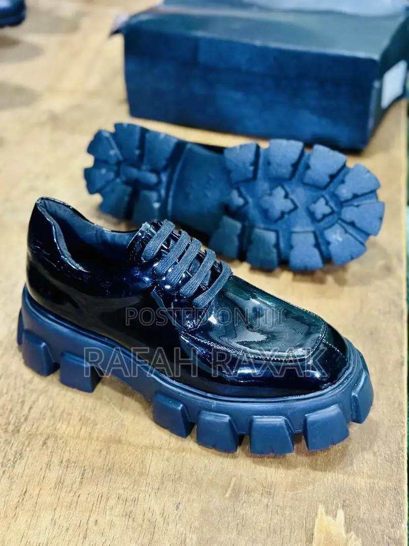 Original Men’S Luxury Shinny Prada Big Sole Lace Up Shoes