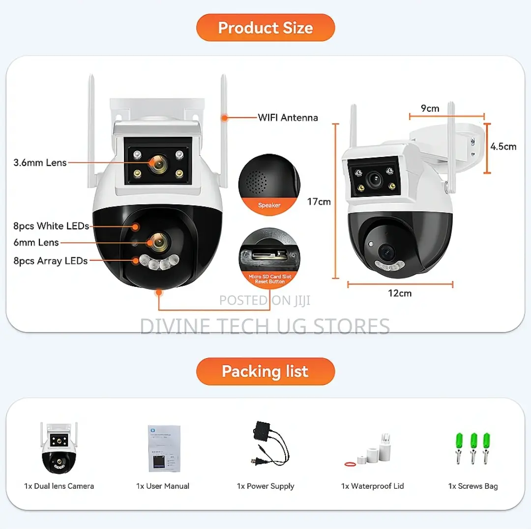 360 Dual Lens Wifi PTZ Wireless IP Indoor And Outdoor Camera