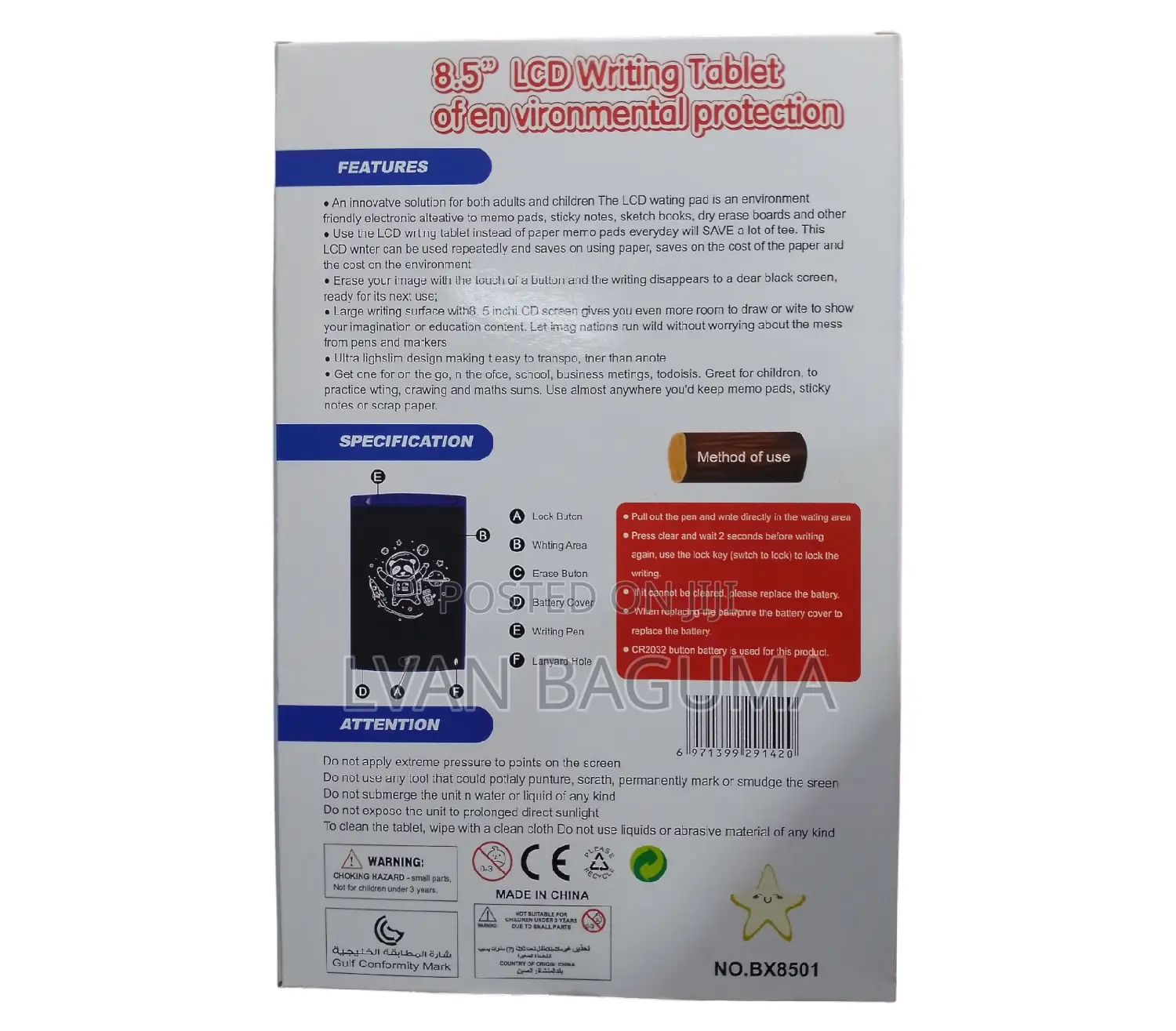 8.5 Inches LCD Drawing / Writing Tablet for Kids