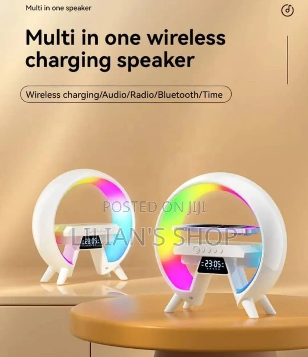 15W Wireless Speaker Charger Alarm Clock Lamp