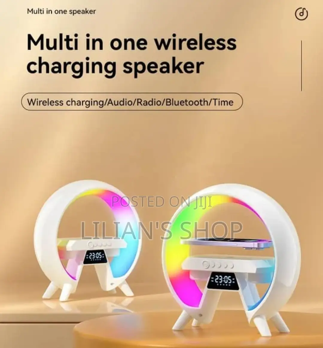 15W Wireless Speaker Charger Alarm Clock Lamp
