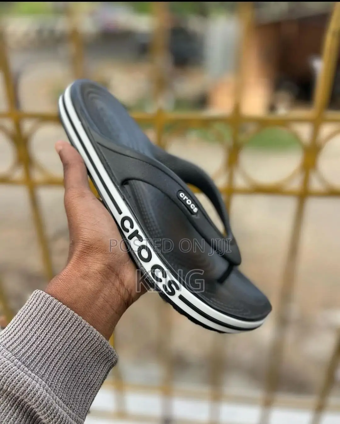 Crocs Flip Flops. Navy Blue and Black