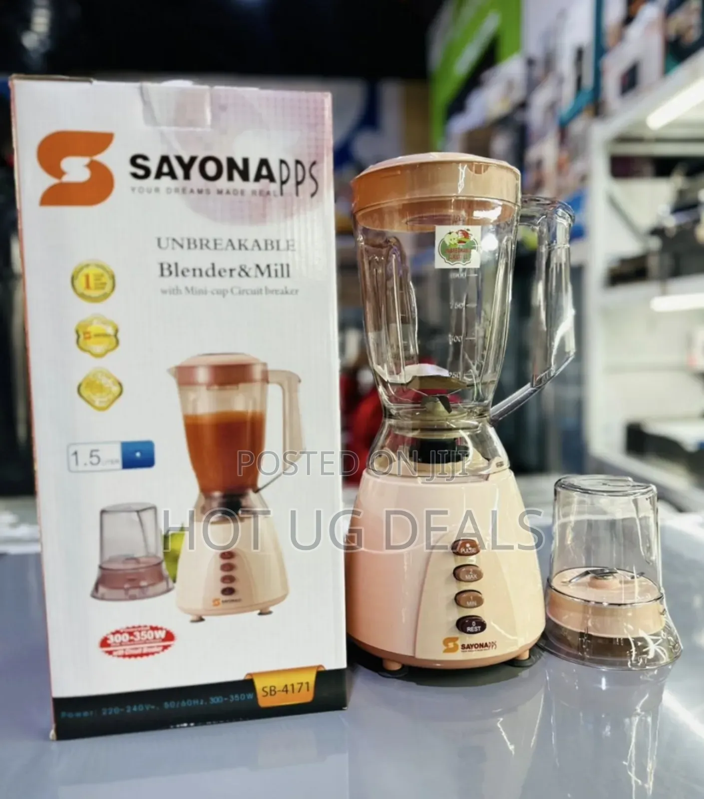 Sayona 1.5litres 2 in 1 Blender With Unbreakable Jug - Multi