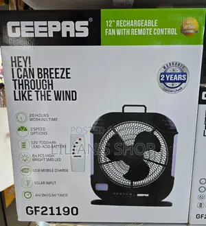 Geepas 12" Rechargeable Fan With Remote