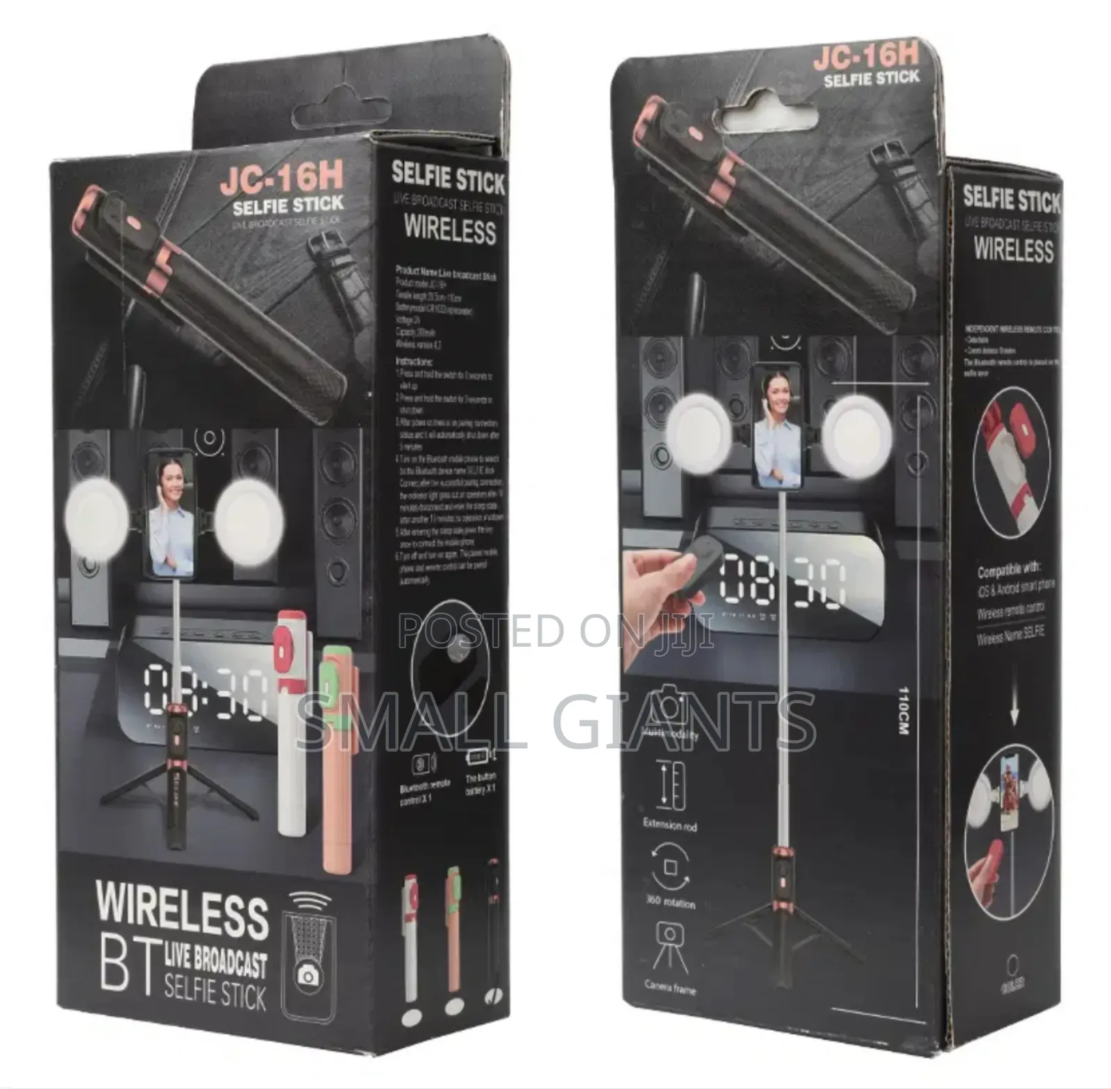 JC-16H Bluetooth Selfie Stick With Tripod and Double Lights