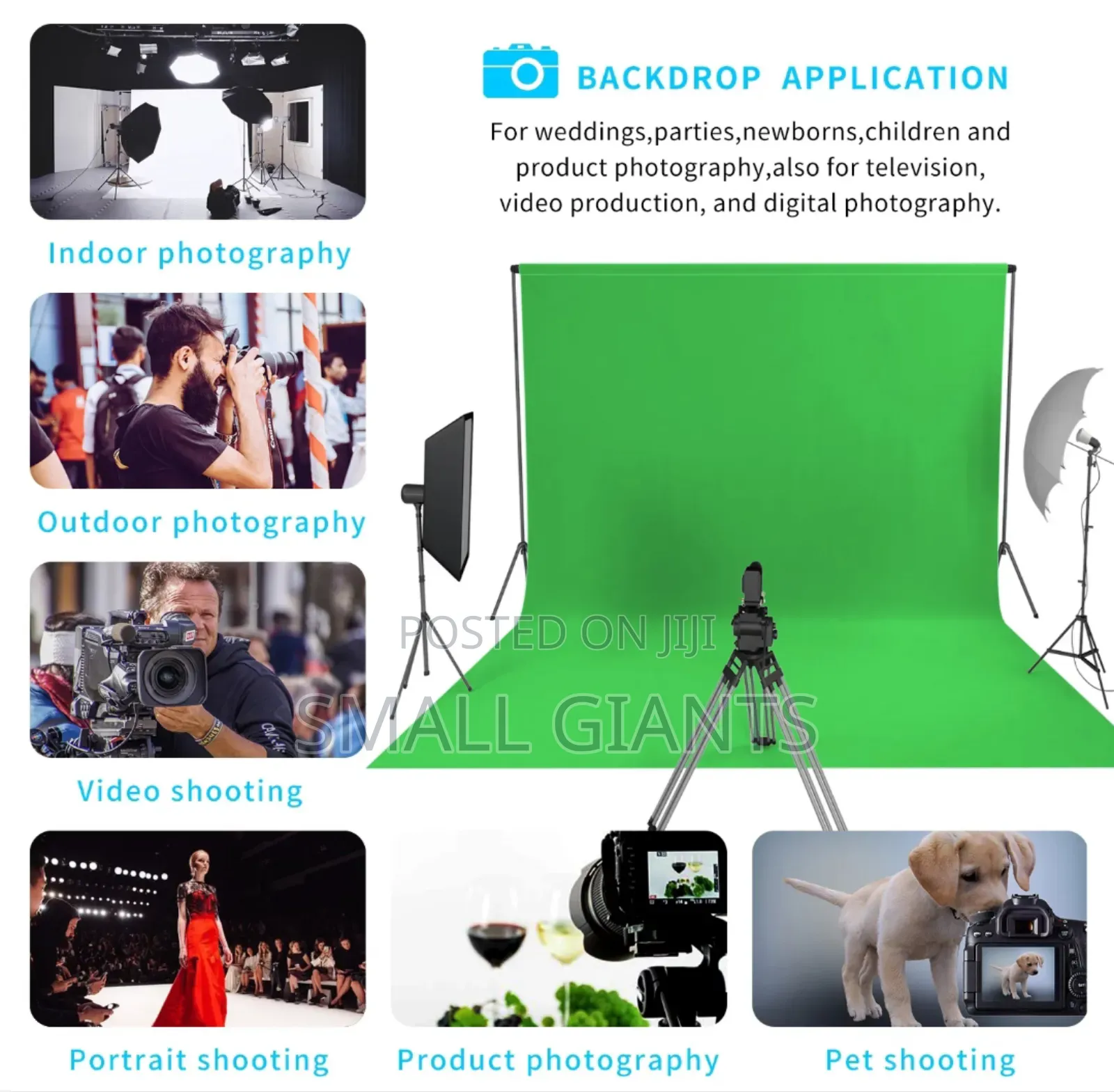 3m by 3m Backdrop/Green Screen With Stand