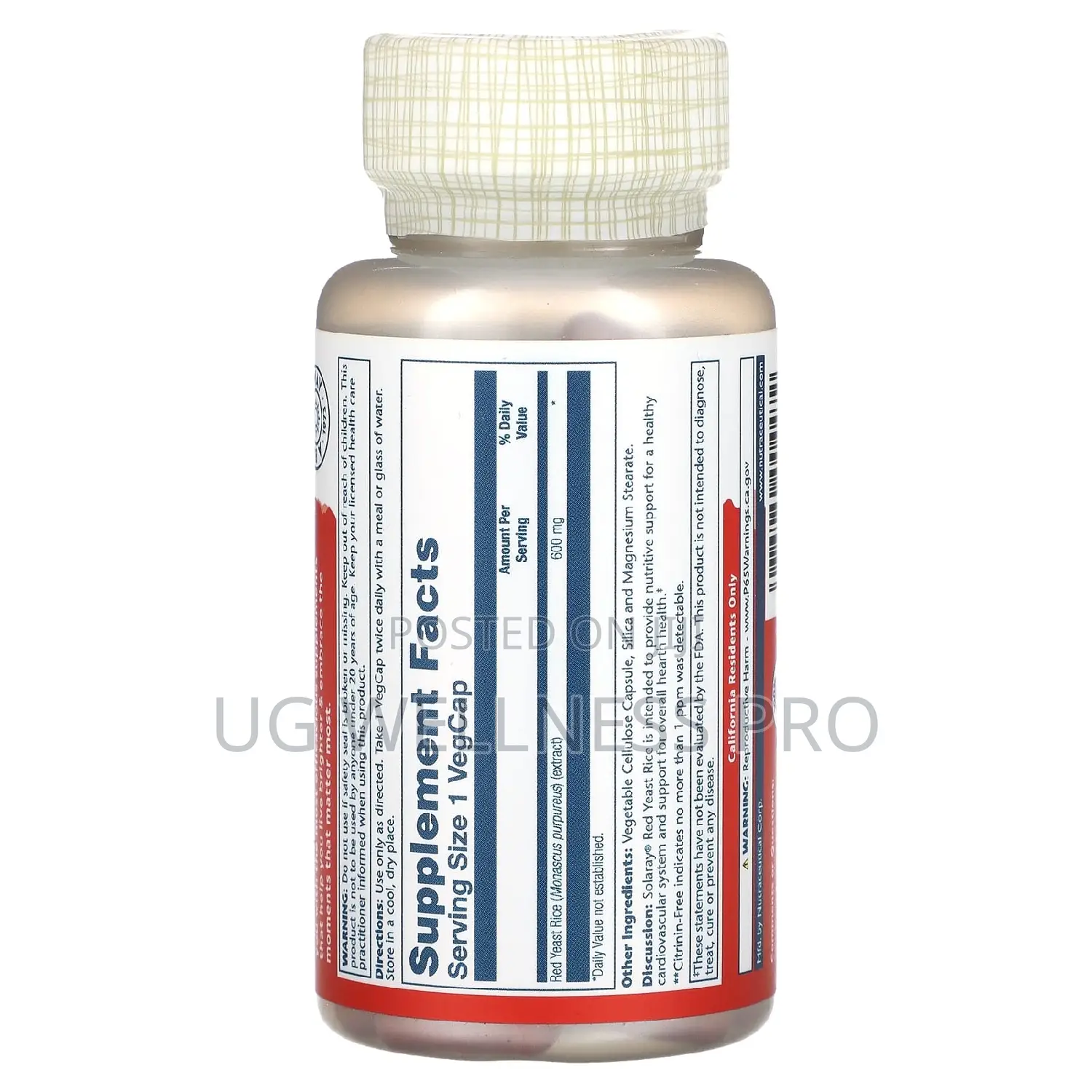 Solaray, Red Yeast Rice, 600 Mg, 45 Vegcaps