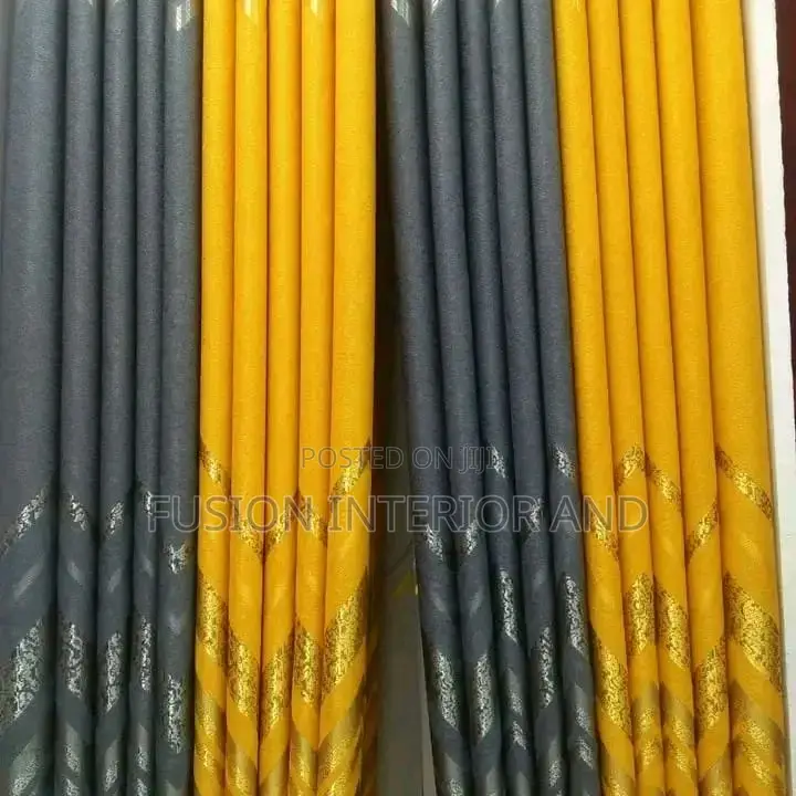 Wave Grey and Wave Yellow Curtains