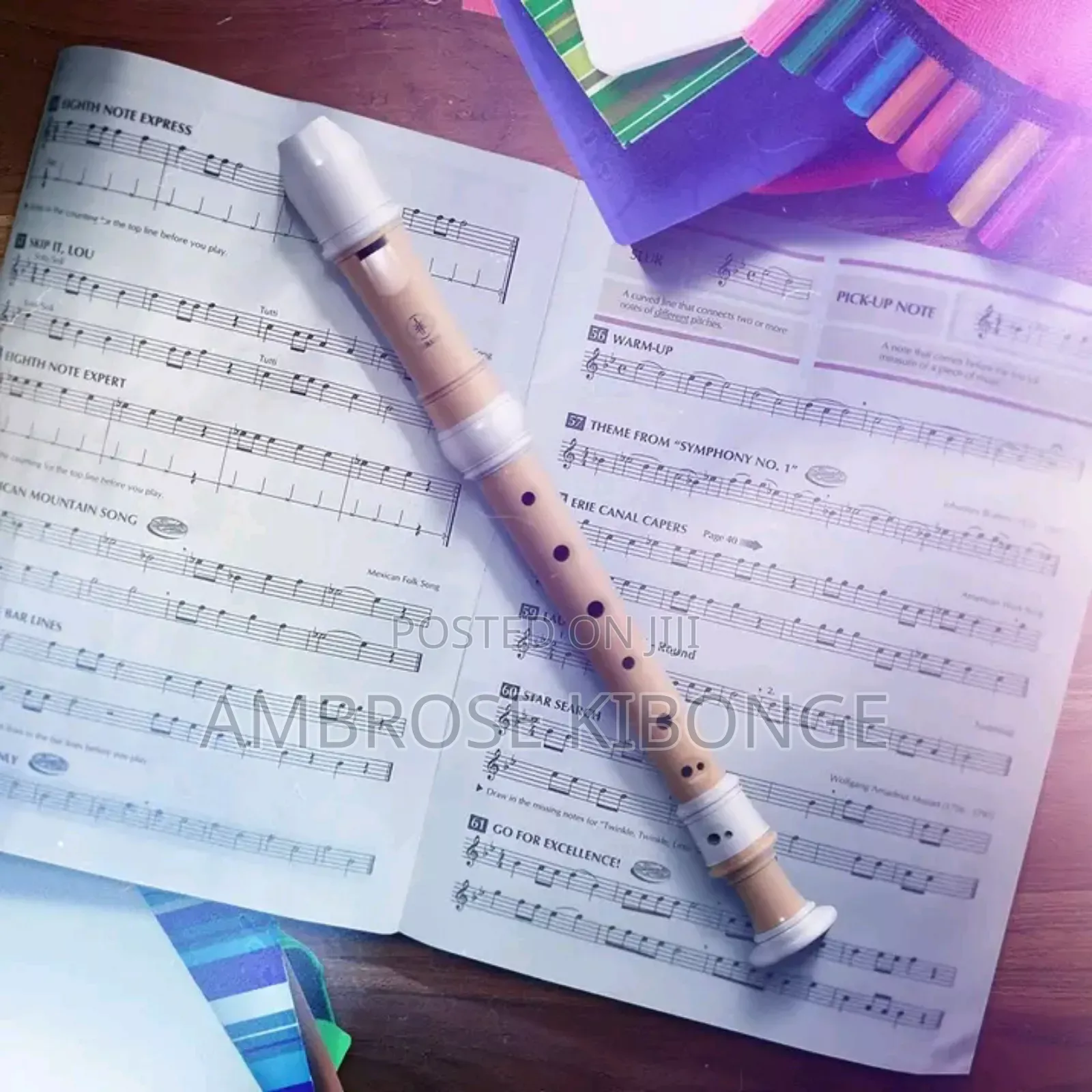 Open Key Descant/Soprano Flute Recorder With Cleaning Rod.