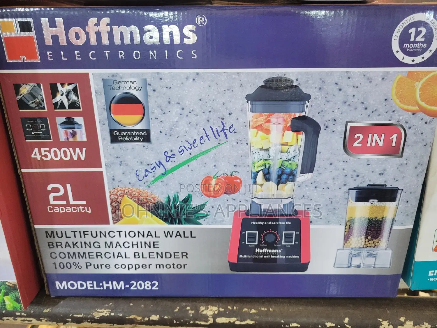 Hoffman Electric Commercial Blender 2in1 and 2L Capacity