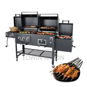 Commercial Double BBQ Grill Stove Both Charcoal and Gas
