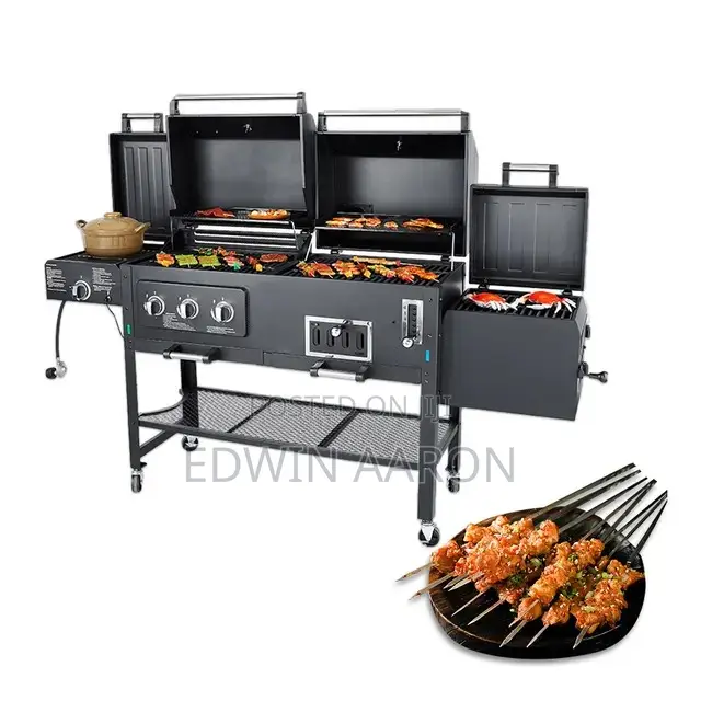 Commercial Double BBQ Grill Stove Both Charcoal and Gas