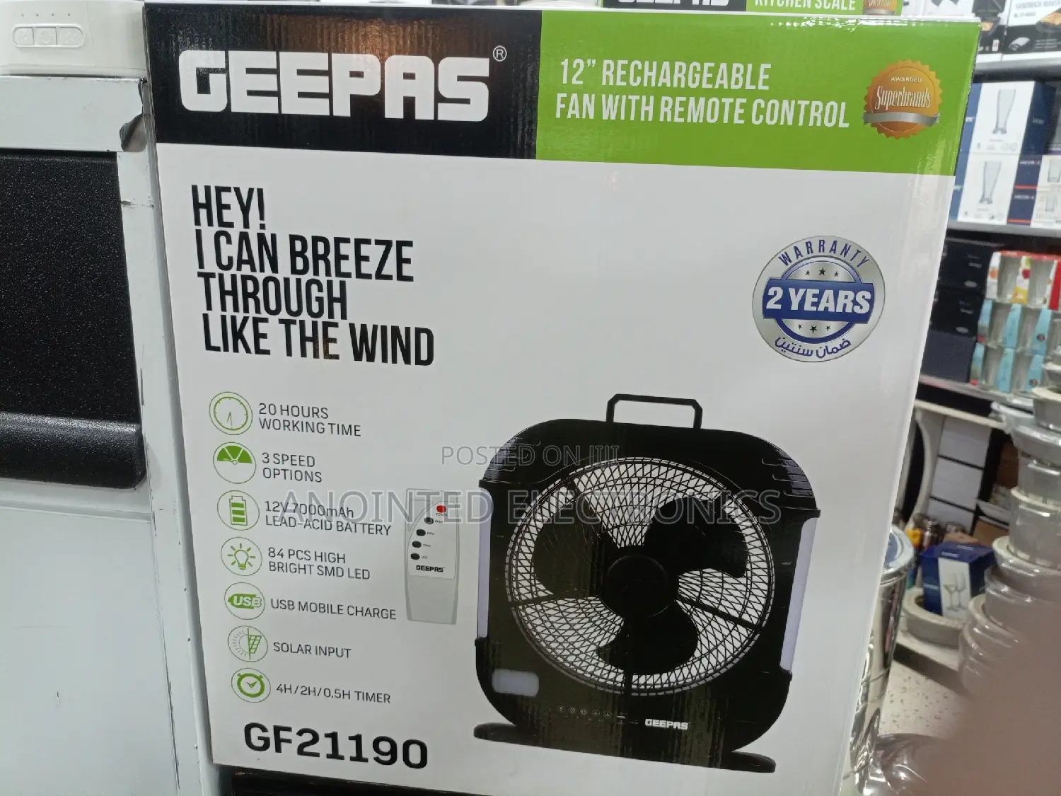 Geepars Rechargeable, Soler Table Fans