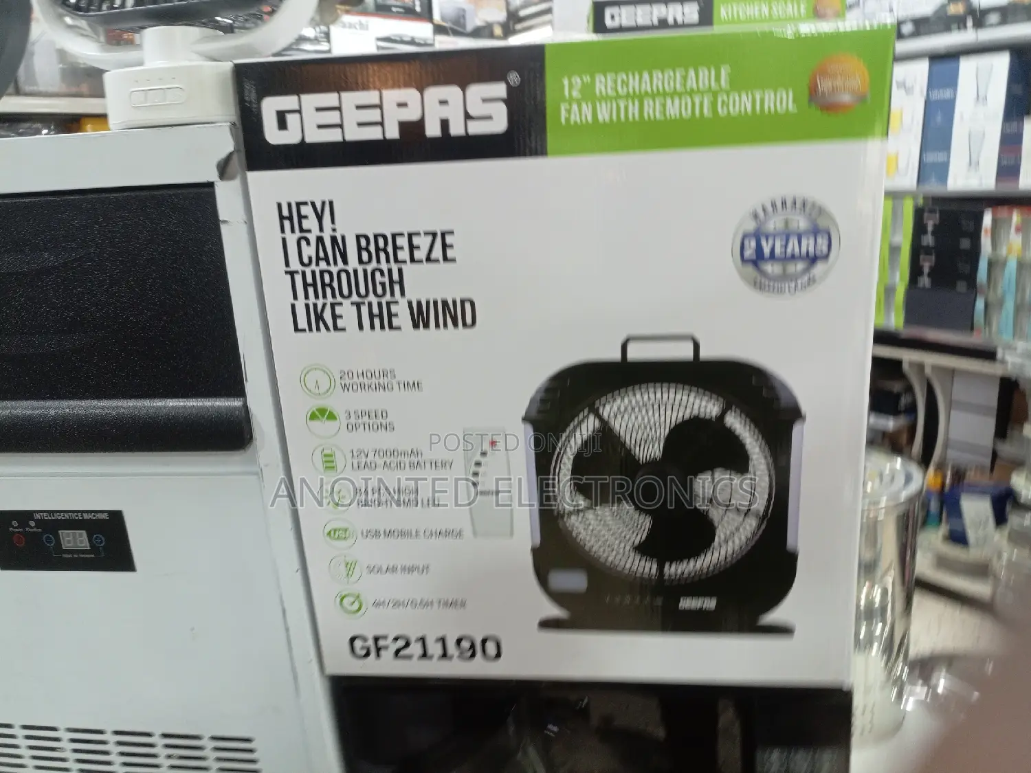 Geepars Rechargeable Table Fan