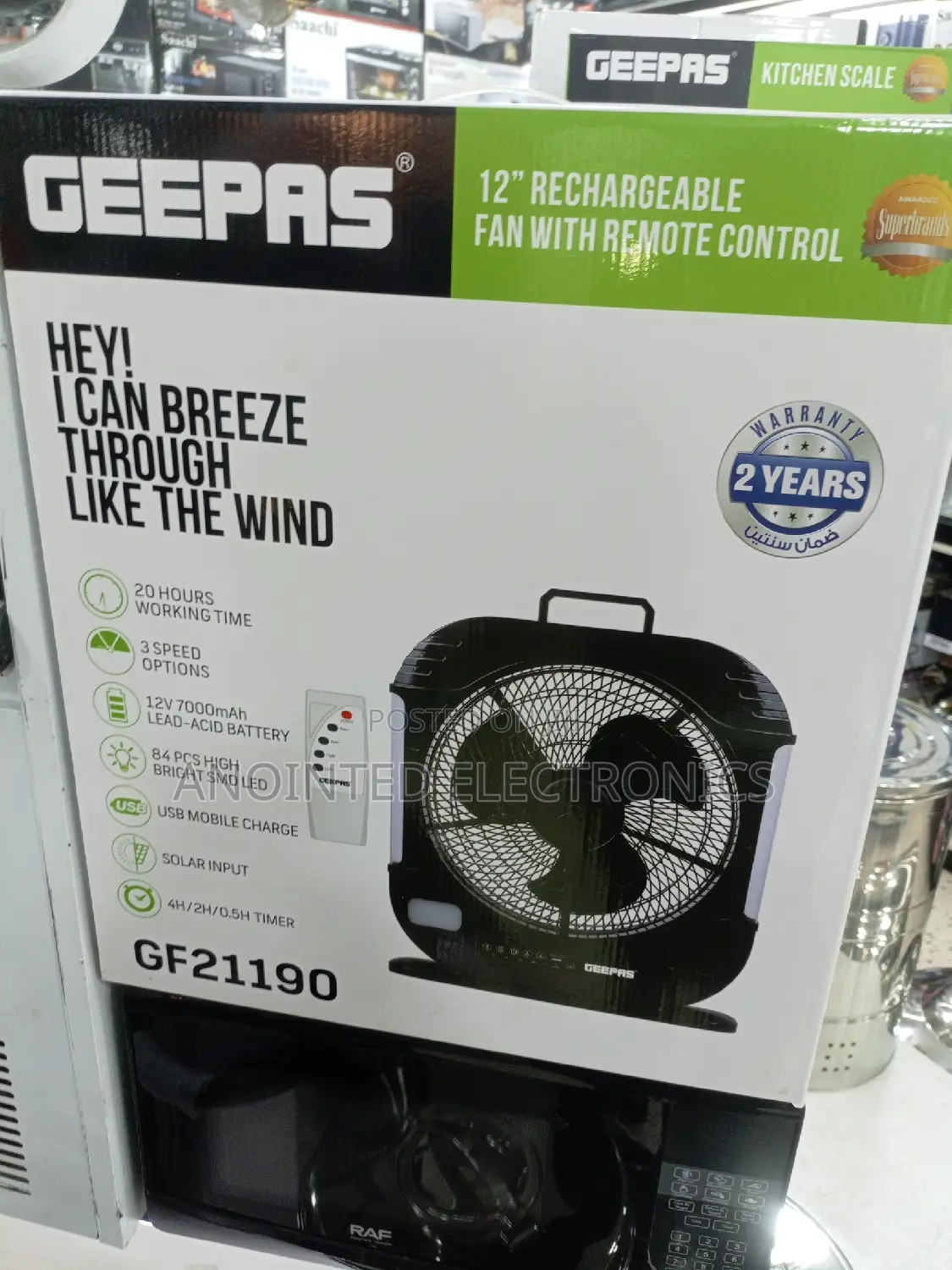Geepars Rechargeable Table Fan