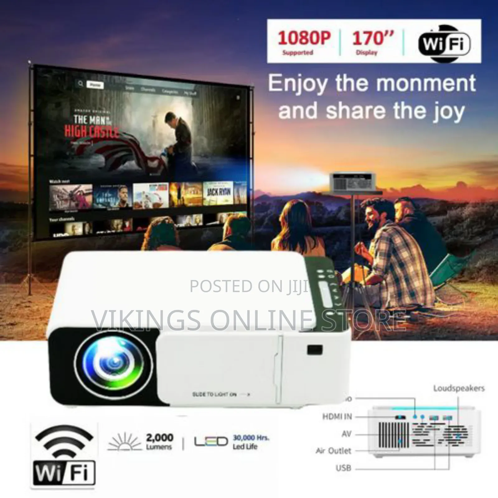 Borrego T5 1024x600 Resolution Smart Projector,