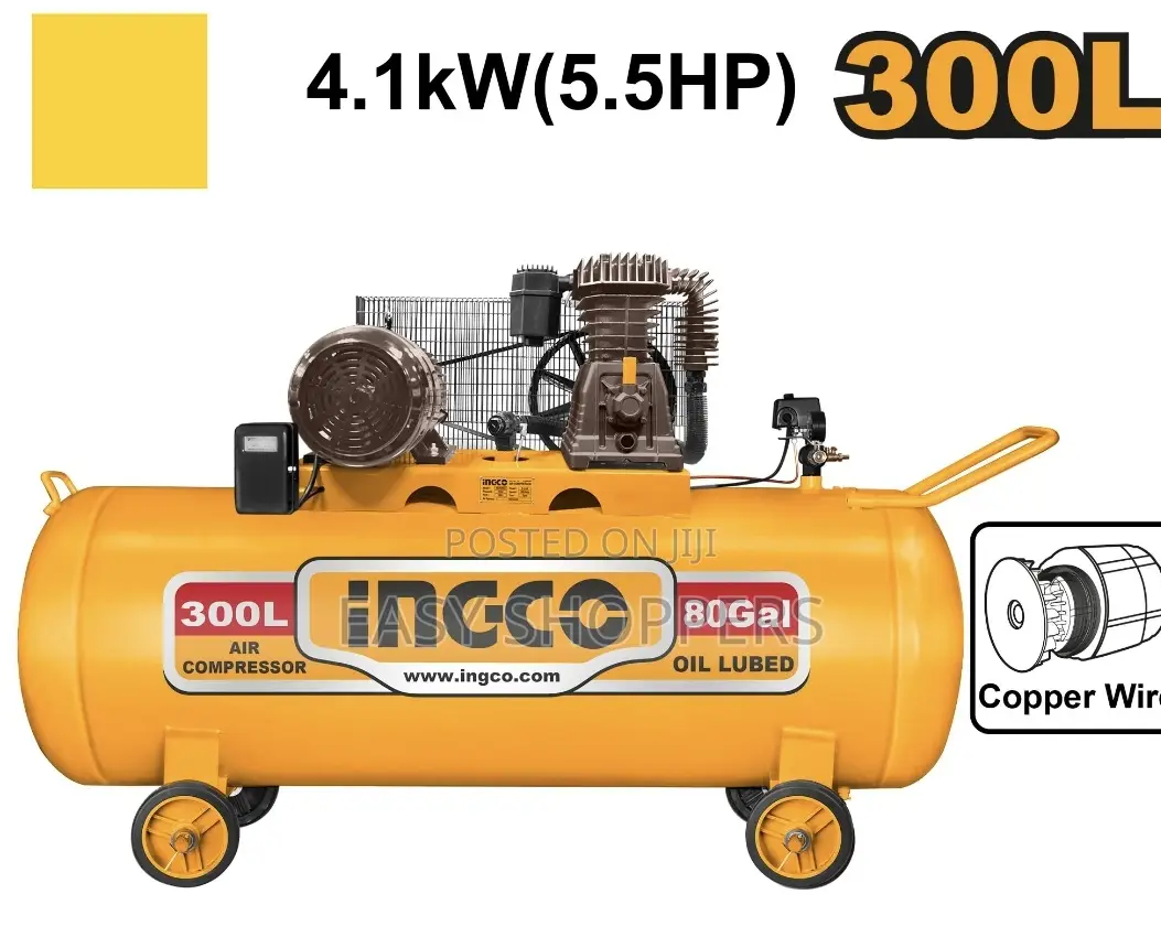 INGCO Air Compressor 380V~50hz 4.1kw (5.5HP) Tank:300L