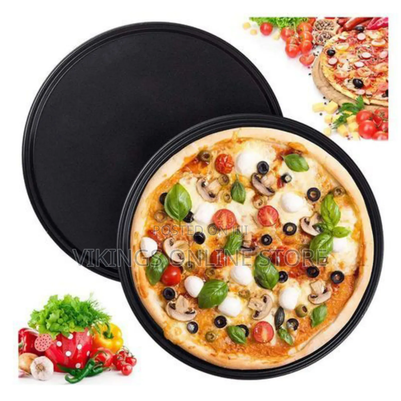 2 Round Non-Stick Pizza Mold - Black
