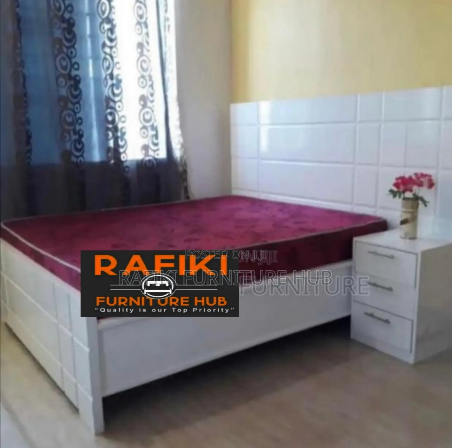 Tile Bed / Furniture / 5by6 / Wooden Bed / Bed / Fabric