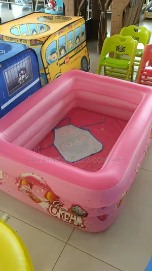 Summer Inflatable Pool for Families - Pink Cartoon 3 Rings