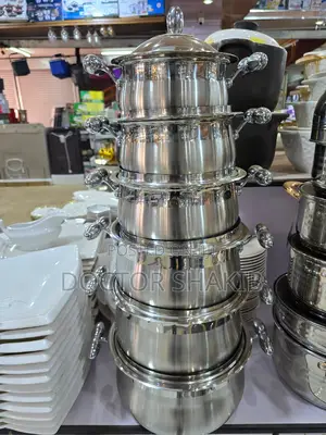 New 6pcs Cooking and Serving Stainless Steel Dishes-Silver