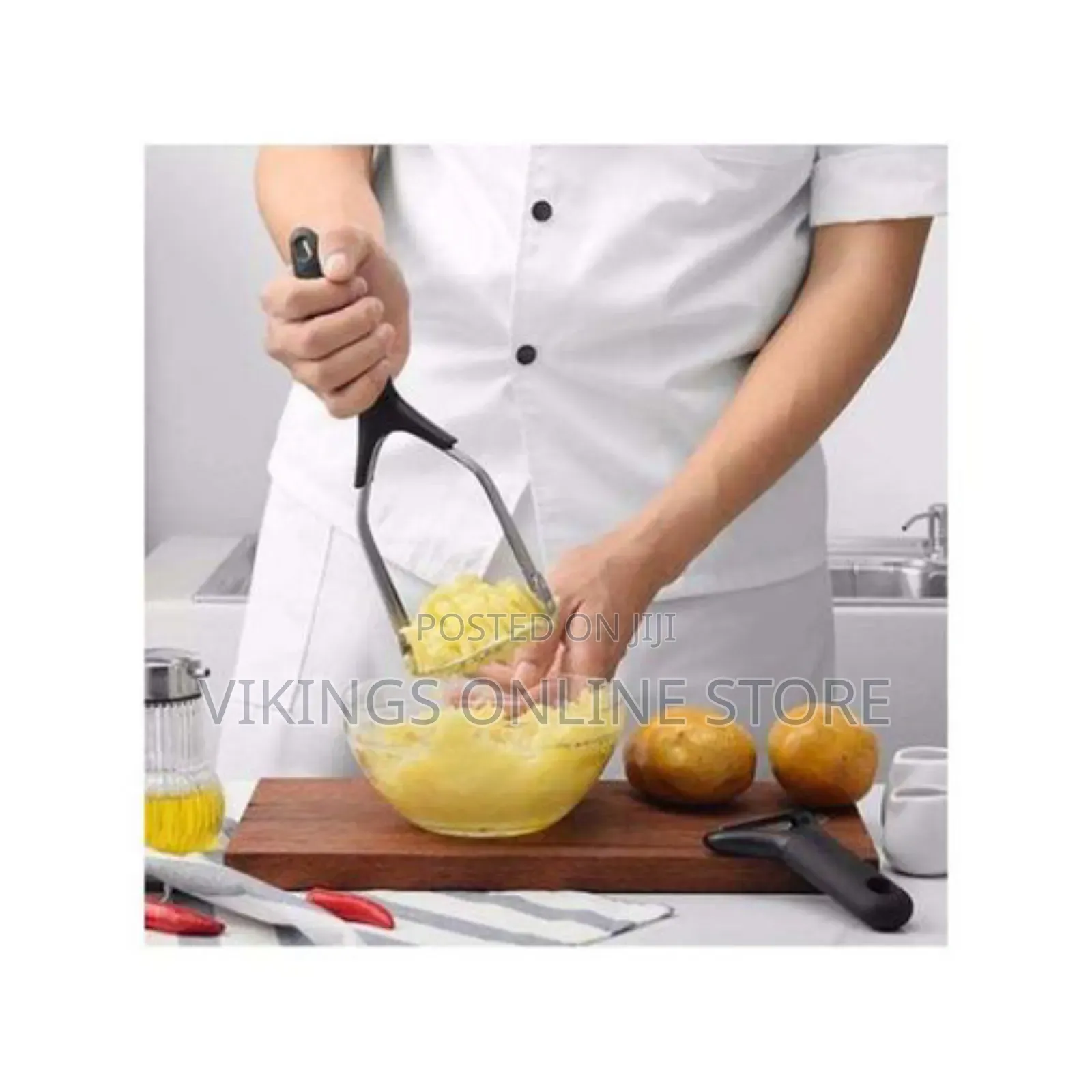 2pc Potato Masher Stainless Steel Potato Rice Smasher
