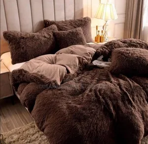 Dark Brown 3pcs Fluffy Bedcover