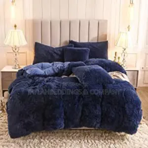 Dark Blue 3pcs Fluffy Bedcover