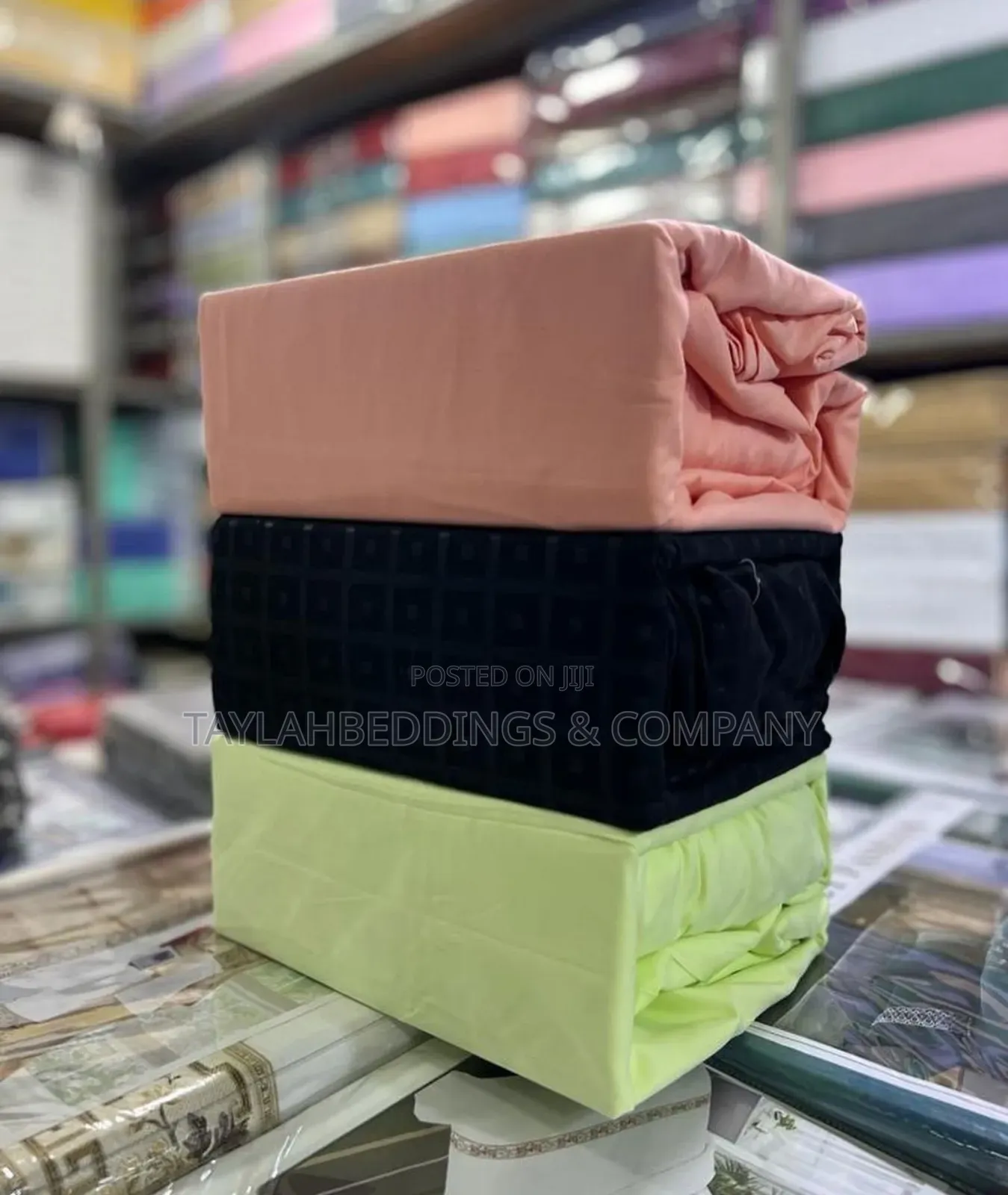 Orange, Black, Light Green 4pcs Fitted Bedsheets All Sizes