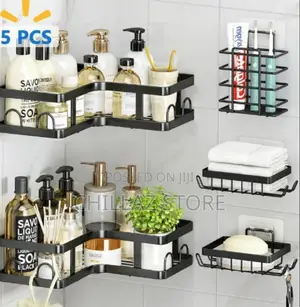 5pcs Home Metallic Mounted Shelf Rack