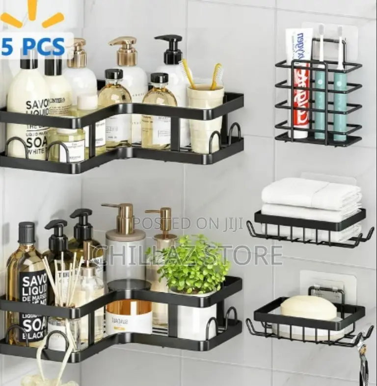 5pcs Home Metallic Mounted Shelf Rack