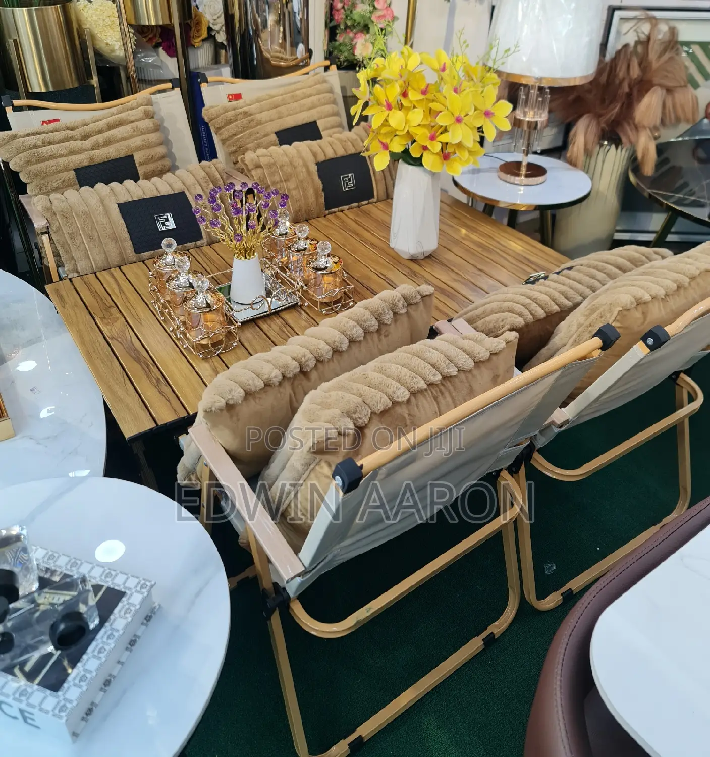 4 Seater Outdoor Dinning Table With Steel Cushioned Chairs