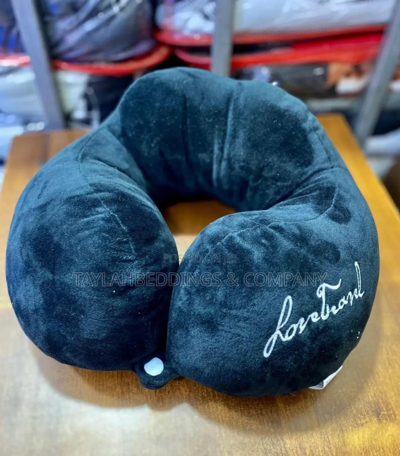 1pc Blue U-Shaped Pillow, Modern Embroidered Travel Pillow