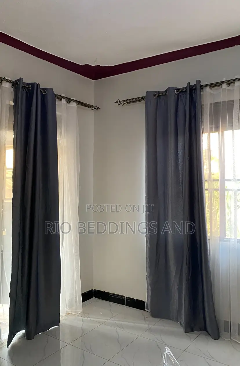 Plain Curtains and Net / a Pair It’S Has 3pcs