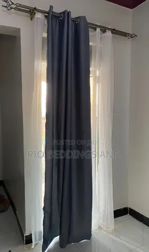 Plain Curtains and Net / a Pair It’S Has 3pcs