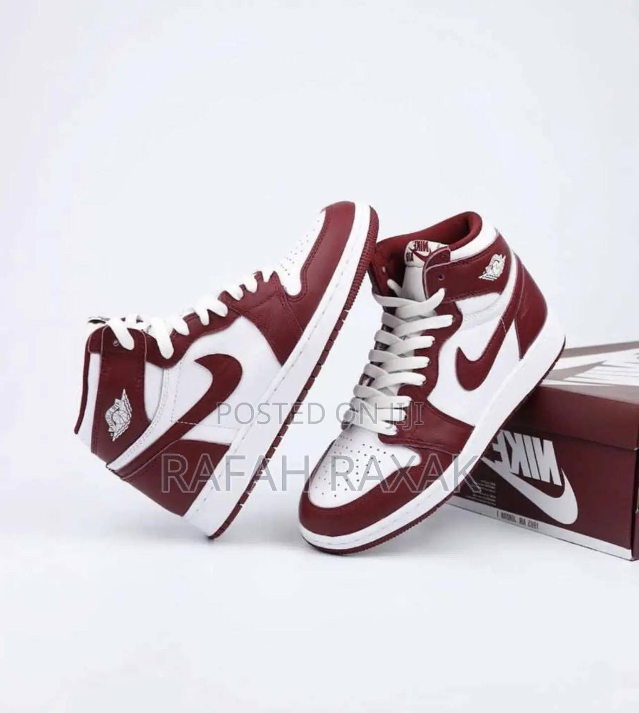 Original Unisex Nike Air Jordan 1 Maroon/White Sneakers