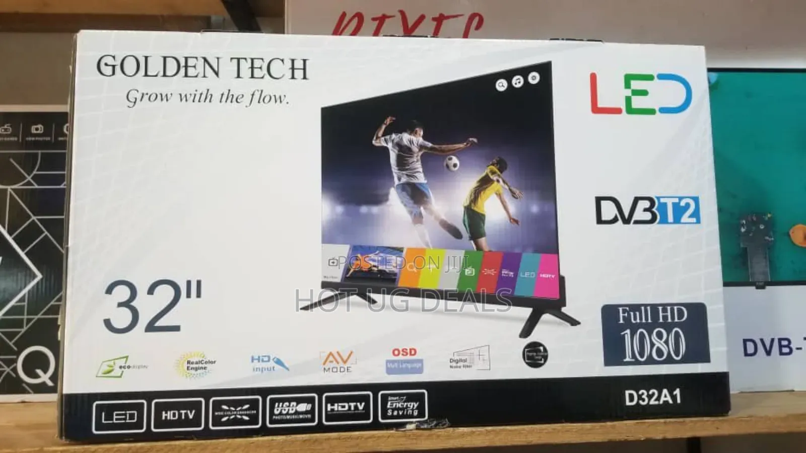 Golden Tech 32" Flat TV HDMI USB Ports + Inbuilt Digital