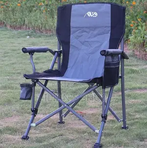 Heavy Duty Folding Metallic Chair With Cup Holder