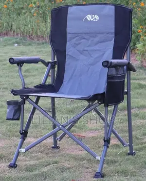 Heavy Duty Folding Metallic Chair With Cup Holder